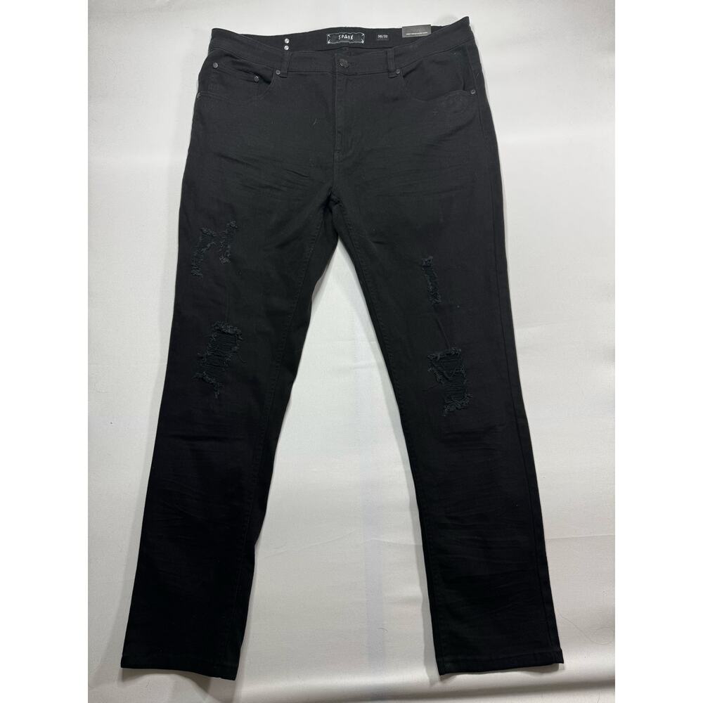 NWT Spark Men's Stretch Slim Straight Leg Black Denim Jeans - Sz 38x32 (40x31.5)